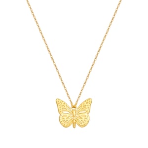 Butterfly Pendant Necklace Sterling Silver Gold