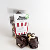 Dark chocolate popcorn clusters