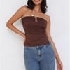 Sunset Spritz Strapless Top Brown