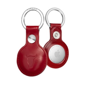 Leather AirTag Keychain - Red