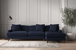 nkuku Deni Right Hand Chaise Sofa | Make To Order | Grand | Brera Linen Indigo