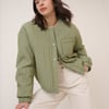 Green Quilted Bomber Jacket