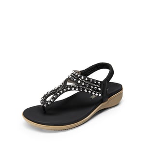 DREAM PAIRS Rhinestone T Strap Flat Thong Sandals