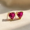 Ruby Heart July Birthstone Stud Earrings