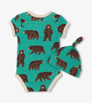 Baby Boys Brown Bears Bodysuit & Hat