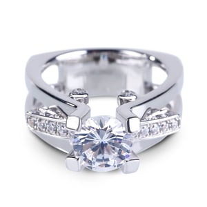 Jeulia Modern Design Round Cut Sterling Silver Ring