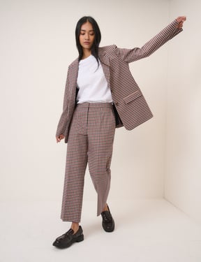 Red and Navy Gingham Tailored Trousers