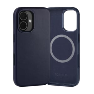 iPhone 16 Leather Slimline Bumper Case (MagSafe Compatible) - Blue