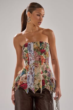AKIRA Sunday Patchwork Corset Top | Size 1X