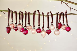 nkuku Adisa Bauble Jar Set Of 16 | Christmas Decorations | Ruby/Copper