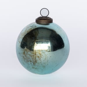 Shelby 4.5" Antique Shiny Blue Round Glass Ornament, Set Of 4
