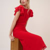 Red Frill Sleeve Lola Midi Dress