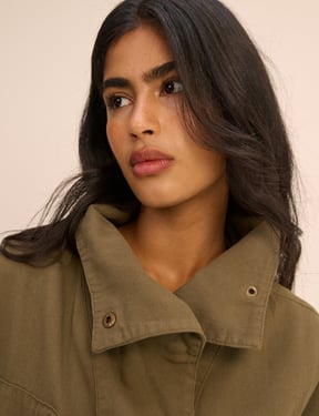Khaki Funnel Neck Corby Utility Jacket