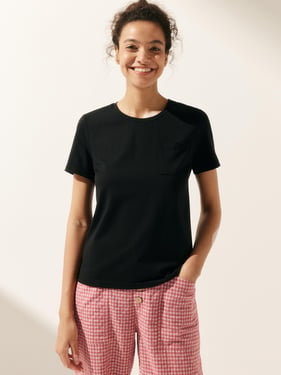 Stretch-Knit Bamboo Classic Basic Tee BELLE - Charcoal Black / Crew Neck / XXL