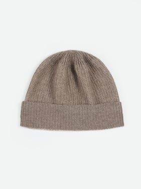 Organic Colour Cashmere Ribbed Knit Hat - One Size / taupe / AK0257-57