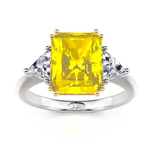 Jeulia Emerald Cut Three Stone Sterling Silver Ring