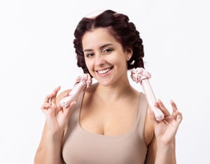 QE Home 100% Mulberry Silk Wrapped Heatless Curler Set in Blush, Pink