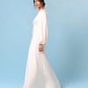 Bridal Ivory Satin Open Back Long Sleeve Isadora Maxi Dress