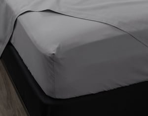 QE Home Organic Cotton Percale Fitted Sheet in Owl Grey, GOTS Certified, King