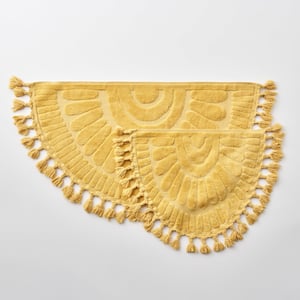 Sunshine Tasseled Cotton Bath Mat Set - Mustard