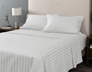 QE Home Luxor Egyptian Cotton Sheet Set in White, Queen