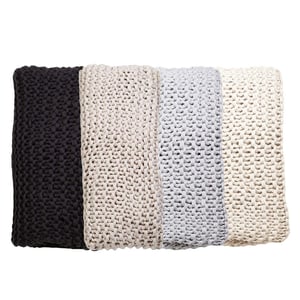 Finn Chunky Hand Knit Throw Blanket   Antique White