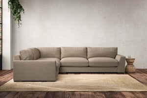 nkuku Guddu Large Left Hand Corner Sofa | Make To Order | Brera Linen Pebble | No Colour
