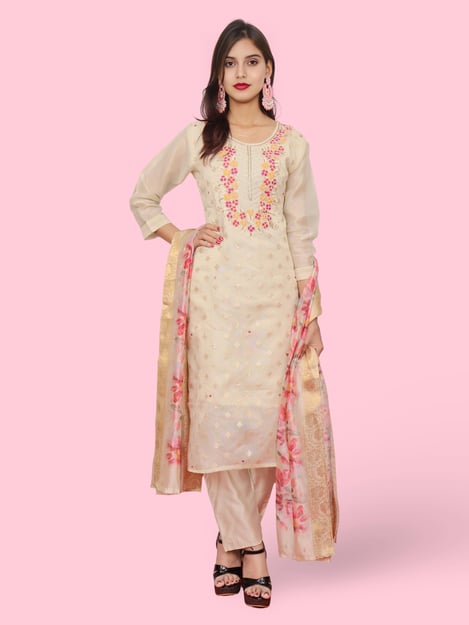 Women's Silk Kurta-Pant, and Dupatta Set