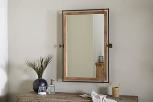 nkuku Mar Swivel Wall Mirror | Mirrors | One Size | Antique Brass & Natural