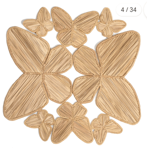 Butterfly Handwoven Iraca Palm Placemat - Natural