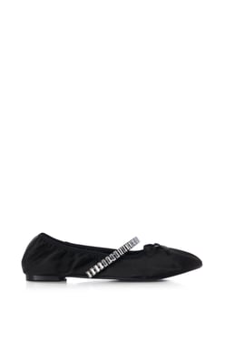 AKIRA Azalea Wang Ballet Diamante Flat Shoes | Black | Size 6