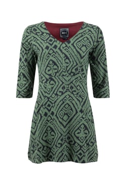 Weird Fish Arielle Printed Jersey 3/4 Sleeve Tunic Army Green Size 10