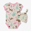 Baby Girls Forest Animals Bodysuit & Hat