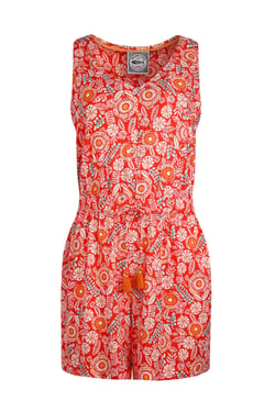 Weird Fish Mare Viscose Printed Playsuit Tango Red Size 22