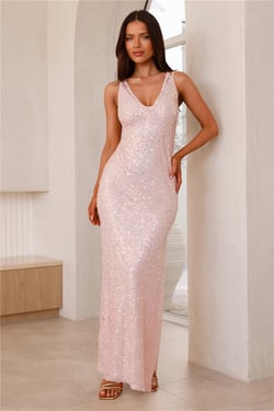 Glittering Magic Sequin Maxi Dress Pink