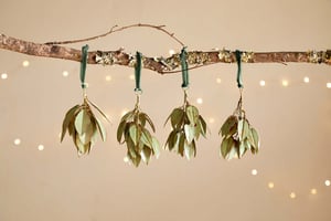 nkuku Geeti Baubles Set Of 4 | Christmas Decorations | Soft Green