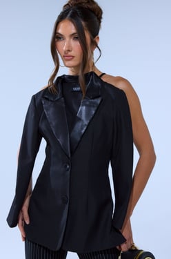 AKIRA Tell Me About It Button Down Blazer Blouse | Black | Size 1X