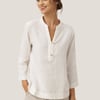 100% Linen Deep V-Neck Pullover with Button-Trim JOLYNE - Optic White / M