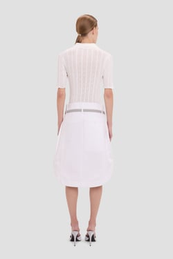Victoria Beckham Frill Polo Top In White - XL - Womens