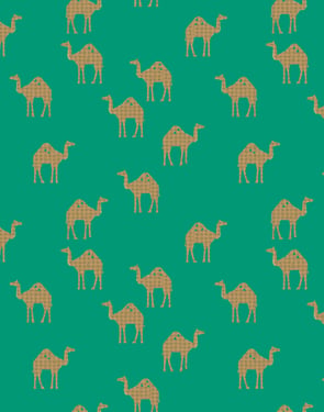 Oasis Camels' Wallpaper by Tea Collection - Emerald - Traditional / 27 in. x 27 ft.