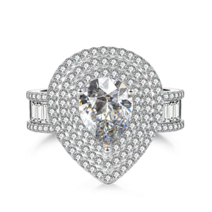 Jeulia Three Halo Pear Cut Radiance Eternity Band Engagement Ring