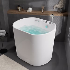 39" Deep Jacuzzi  Bathtub Rectangular Acrylic Jetted with Thermostat Control Modern