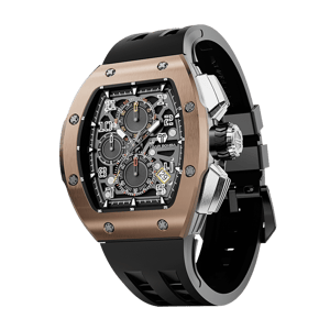 TSAR BOMBA Men's Quartz Watch | Rose Gold | Atomic TB8214 | Stanless Steel Bezel | Luxury Sport Watch | 50M Waterproof Sapphire Glass FKM Rubber Strap
