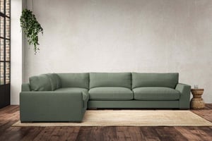 nkuku Guddu Left Hand Corner Sofa | Make To Order | Grand | Brera Linen Jade
