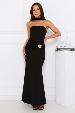 Silhouette Shine Strapless Maxi Dress Black