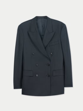 Double-Breasted Cashmere Suit Blazer - L-XL / Black / WB0039-1481