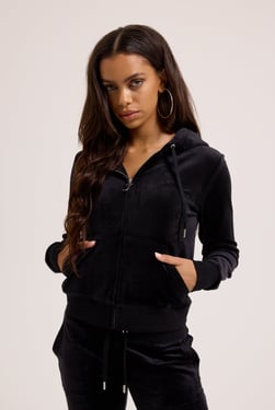 BLACK CLASSIC VELOUR ROBERTSON HOODIE - Tall (XL) / Black