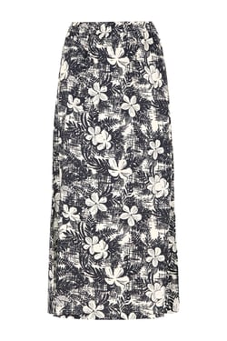 Weird Fish Gia Eco Viscose Printed Midi Skirt Dark Denim Size 18