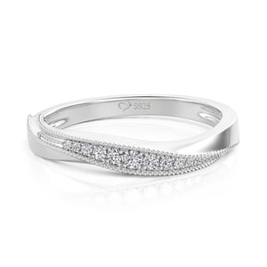 Jeulia Classic Wave Women's Wedding Eternity Band Sterling Silver