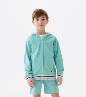 Boys Nile Blue Zip-Up Hoodie